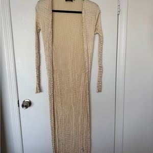 Theory Long Cream Slinky Cardigan